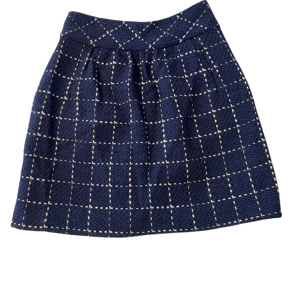 Anthropologie Maeve Women’s size 6 Aline Navy/Cream/Black Plaid Skirt Pockets! - Picture 1 of 9